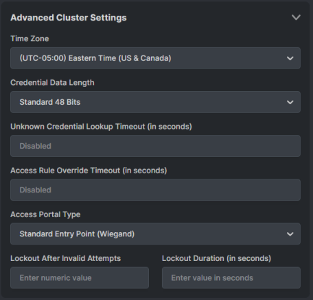 Cluster Settings Editor : Advanced Settings